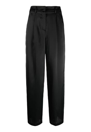 Forte Forte high-waist pleated satin trousers - Black