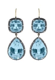 18kt gold double drop blue topaz earrings