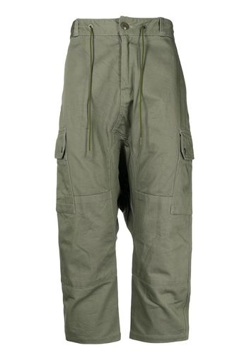 Fumito Ganryu cropped straight cargo trousers - Green