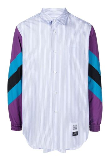 Fumito Ganryu contrast-sleeve striped shirt - Blue