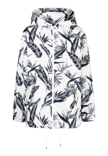 Fumito Ganryu leaf-print hooded jacket - White