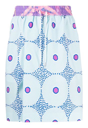 Fumito Ganryu graphic-print drawstring shorts - Blue