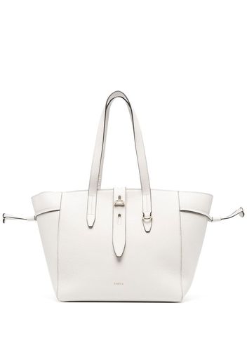 Furla buckle-detail leather tote - White