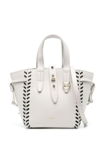 Furla contrast-stitch leather tote bag - Neutrals