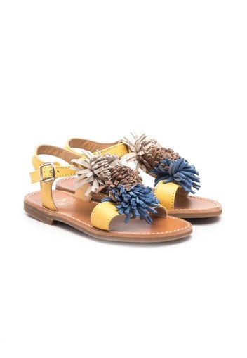Gallucci Kids floral-detail open toe sandals - Yellow