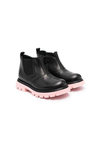 Gallucci Kids contrast-sole leather ankle boots - Black