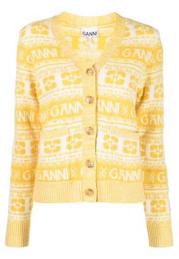 GANNI V-neck knit cardigan - Yellow