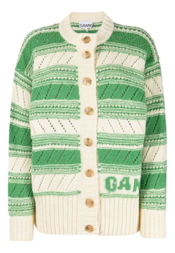 GANNI striped wool cardigan - Neutrals
