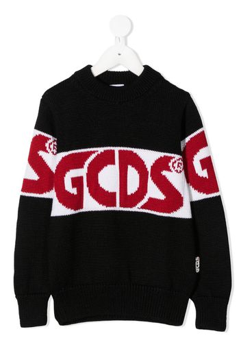 colour-block logo knit jumper