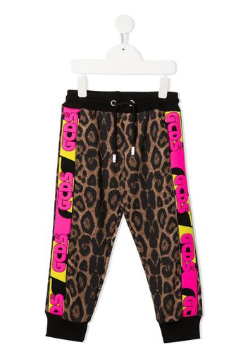 leopard-print logo track trousers