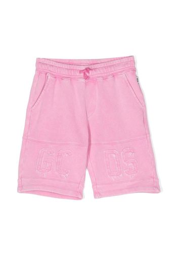 Gcds Kids logo-patch track shorts - Pink