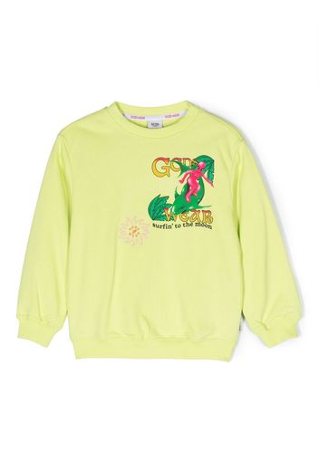 Gcds Kids graphic-print cotton sweatshirt - Green