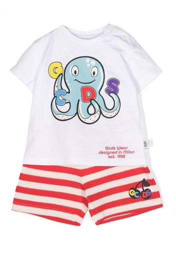 Gcds Kids logo-print striped set - White