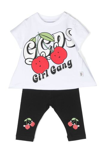 Gcds Kids cherry-print track set - White