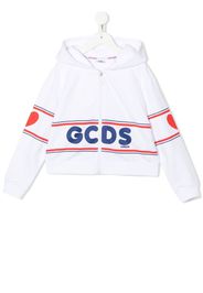 Gcds Kids logo-print zip-up hoodie - White