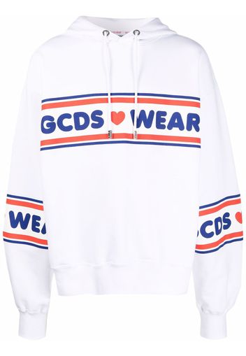 Gcds logo-print striped hoodie - White