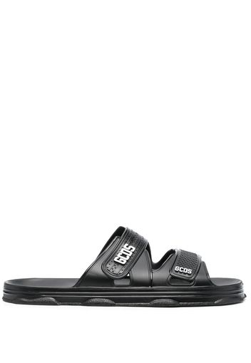 Gcds logo-detail open-toe slides - Black