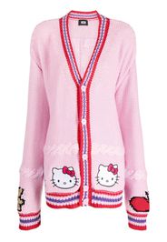 Gcds embroidered-logo knit cardigan - Pink