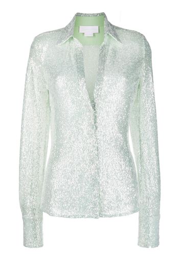 Genny metallic-effect long-sleeve shirt - Green