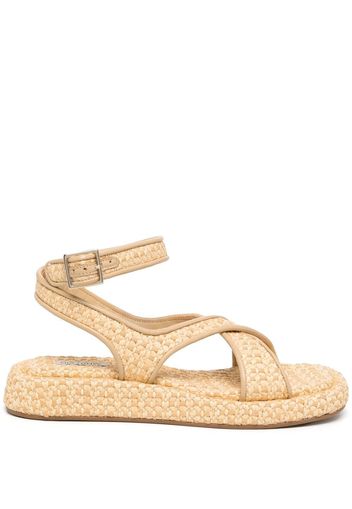 GIABORGHINI raffia ankle-strap sandals - Brown