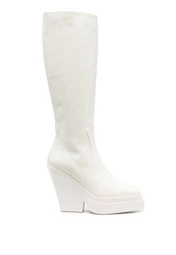 GIABORGHINI 120mm knee-high leather boots - White