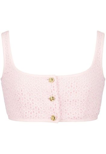 Giambattista Valli lace-embroidered sleeveless crop top - Pink