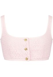Giambattista Valli lace-embroidered sleeveless crop top - Pink