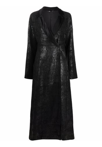 Gianfranco Ferré Pre-Owned 1990s metallic finish long coat - Black