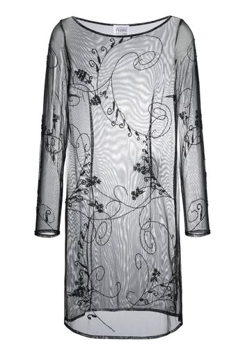 Gianfranco Ferré Pre-Owned 1990s floral-embroidered long-sleeved dress - Black