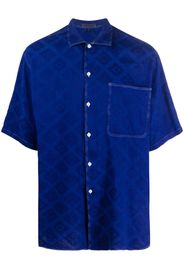 Gianfranco Ferré Pre-Owned 1990s patterned-jacquard short-sleeved shirt - Blue