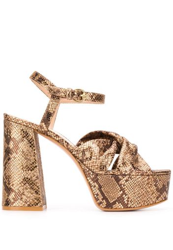 metallic snakeskin effect sandals