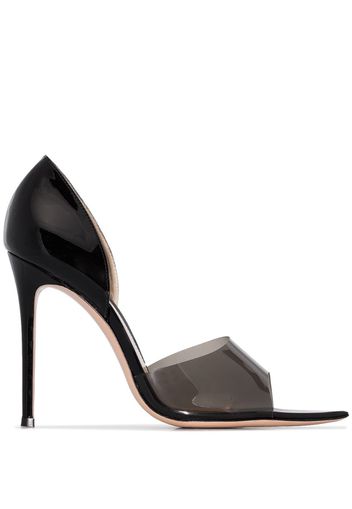 black 115 plexi peep toe pumps