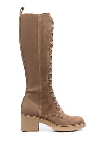 Gianvito Rossi lace-up suede knee boots - Brown