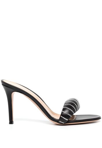 Gianvito Rossi Bijoux crystal leather 90mm mules - Black