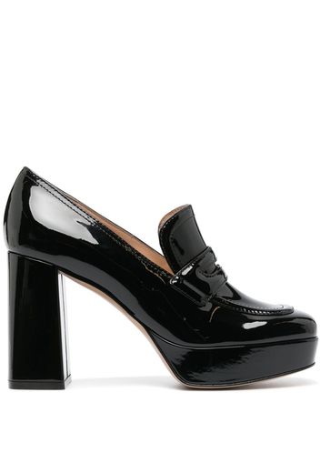 Gianvito Rossi 100mm patent-leather platform loafers - Black