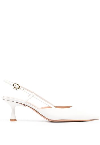 Gianvito Rossi point toe slingback leather pumps - White