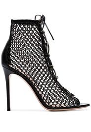 black 105 net lace-up leather boots