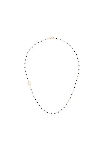 18K rose gold diamond star beaded necklace