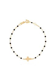 18K yellow gold beaded cross bracelet