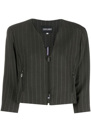 Giorgio Armani Pre-Owned 1990s pinstriped V-neck jacket - Grey