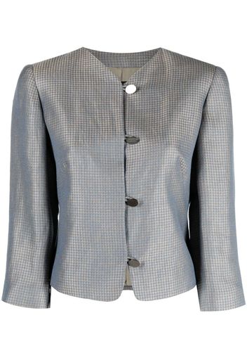 Giorgio Armani Pre-Owned 2000s collarless checkered jacket - Blue