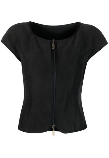 Giorgio Armani Pre-Owned 1990s cap sleeved zipped blouse - Black