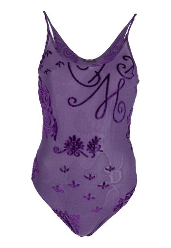 Giorgio Armani Pre-Owned 1990s textured appliquée semi-sheer body - Purple