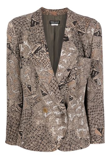 Giorgio Armani Pre-Owned 1980s abstract-print double-breasted jacket - Neutrals