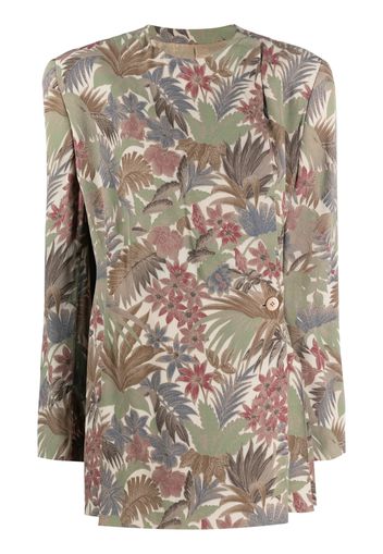 Giorgio Armani Pre-Owned 1980s floral-print collarless jacket - Neutrals