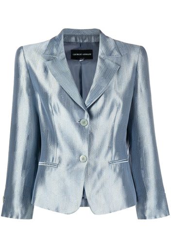 Giorgio Armani Pre-Owned 2000s snakeskin effect notched lapels blazer - Blue