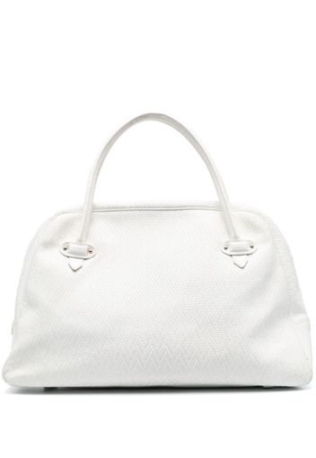 Giorgio Armani Pre-Owned 2000 zigzag pattern zipped handbag - White