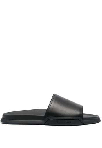 Giorgio Armani debossed-logo leather slides - Black