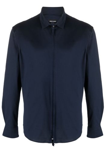 Giorgio Armani zipped cotton shirt - Blue