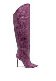 Giuliano Galiano crocodile-effect 110mm boots - Purple